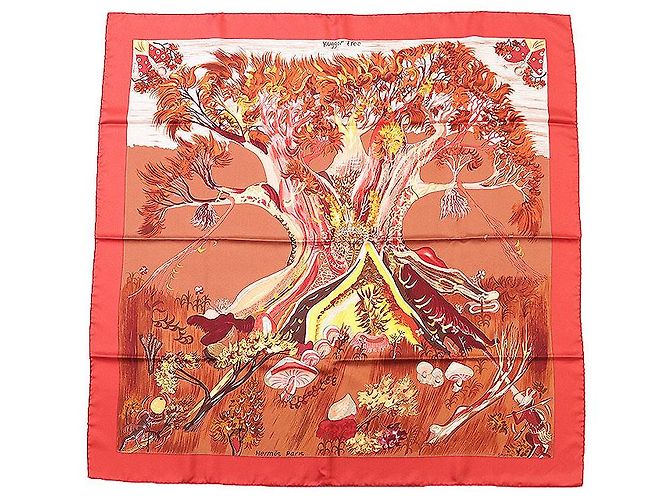 Seidenschal Hermès Carre 90 KUGGOR TREE Rot