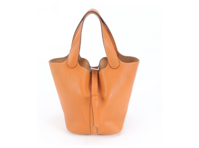 Bolsa de couro laranja Picotin PM da Hermès