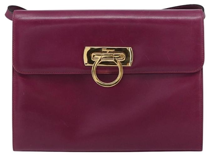 Salvatore Ferragamo Gancini Shoulder Bag Leather Purple