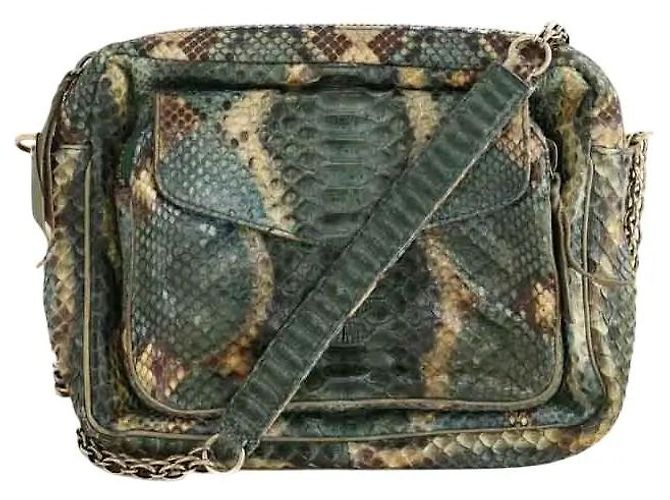 Claris Virot Bolsa de ombro em couro exótico verde