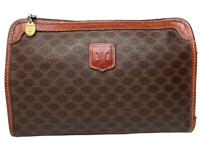 Céline Vintage Celine Paris Monogramm Leder Clutch braun