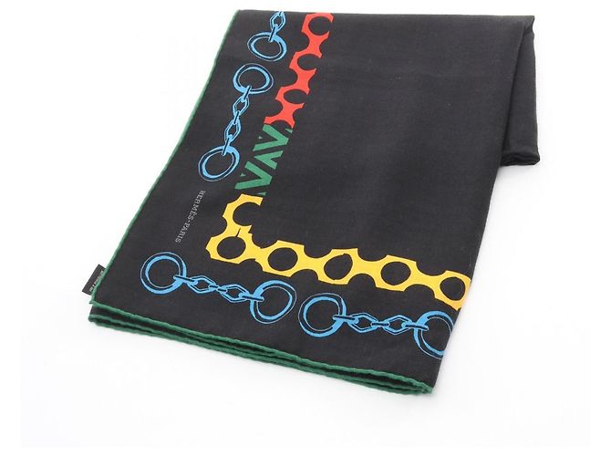 Sciarpa Hermès Carré Geant LISTA IN CATENE 140 Nero Multicolore