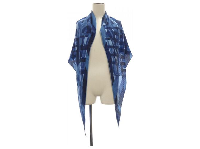 Hermès FAUBOURG EN PERSPECTIVE Rosange GM Sciarpa Blu Blu navy
