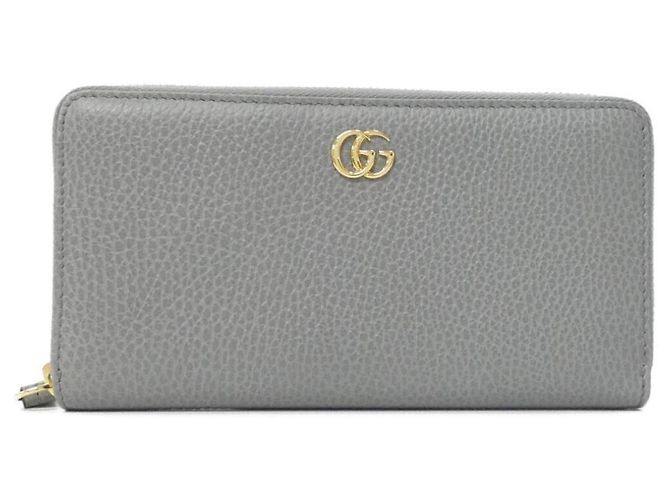 Cartera larga bi-fold Gucci en cuero gris Castaño