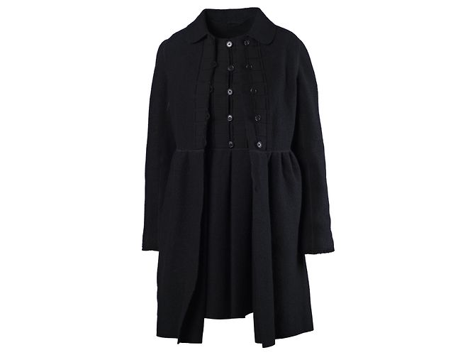 Aspesi Black Wool Coat and Dress Set