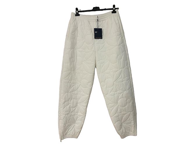 Quilted Louis Vuitton Pants White