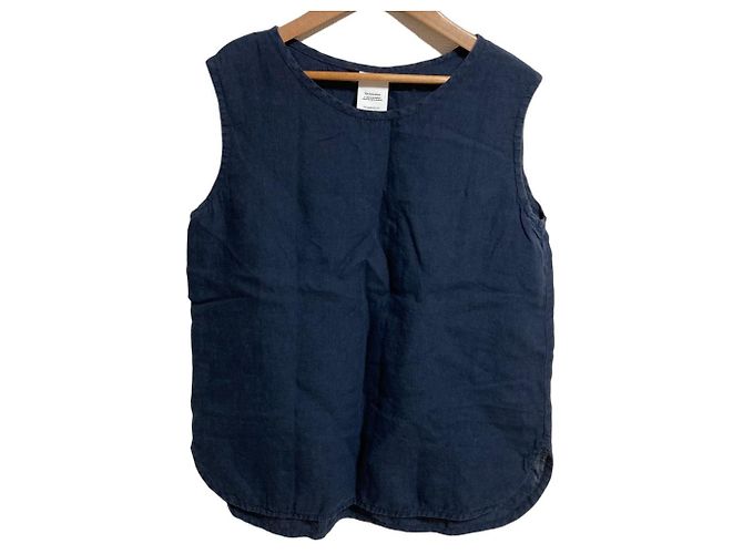 Autre Marque Top sem mangas de linho Veritecoeur Azul Azul marinho