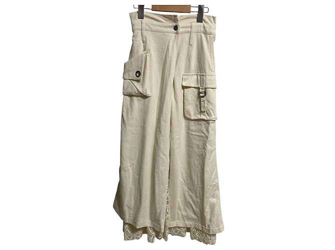 Autre Marque AMERI Lace Layered Skirt Cream