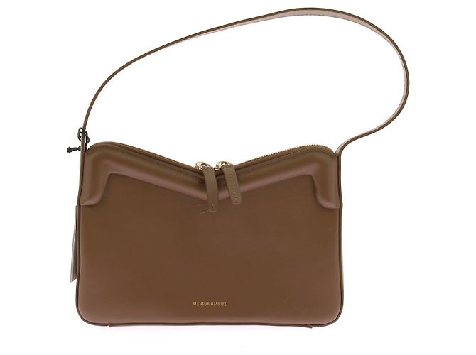 Bolsa Mansur Gavriel de couro marrom com listras