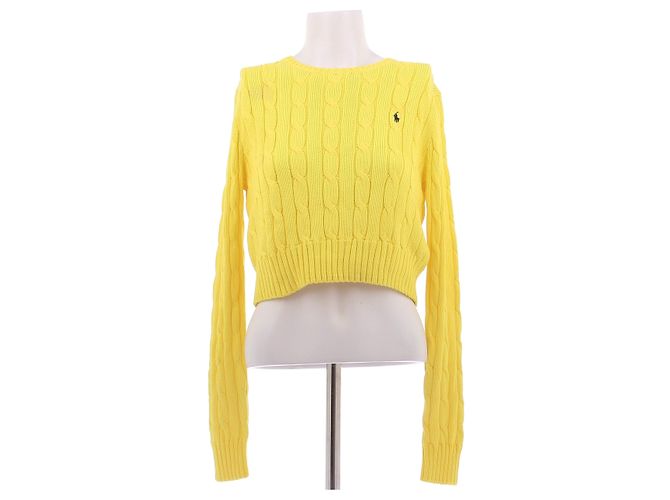Polo Ralph Lauren Pull crop en maille torsadée jaune