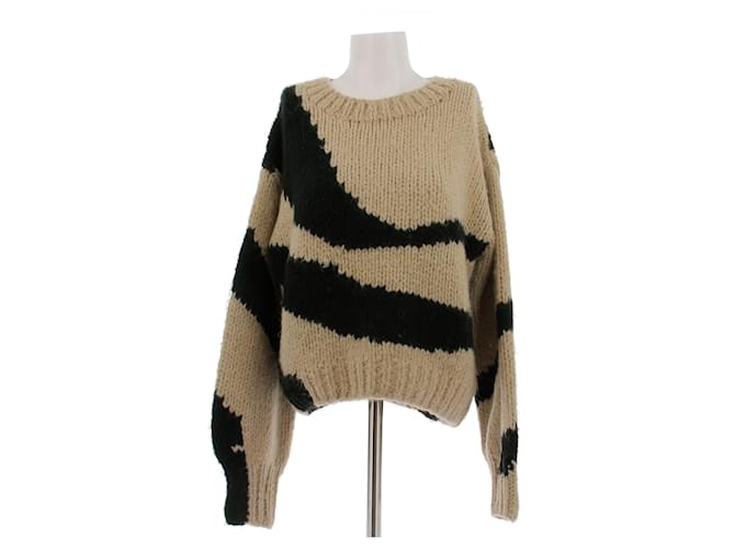 Autre Marque Braun-schwarzer Strickpullover mit Wolle 