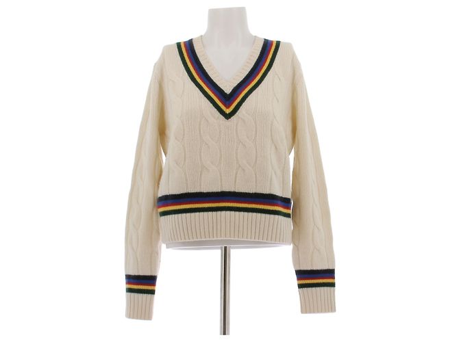 Polo Ralph Lauren Pull en maille torsadée blanc en cachemire