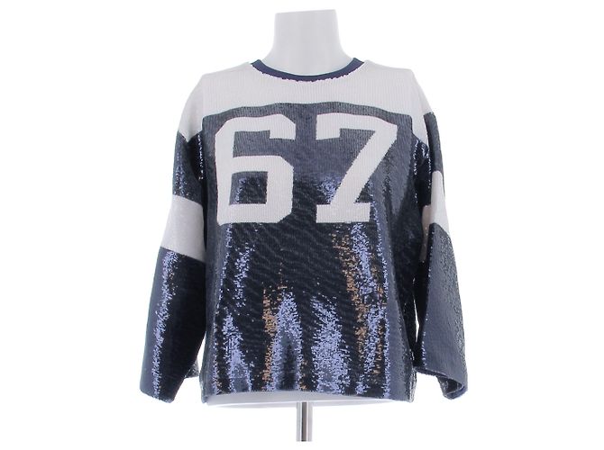 Polo Ralph Lauren Pull à sequins marine et blanc Bleu