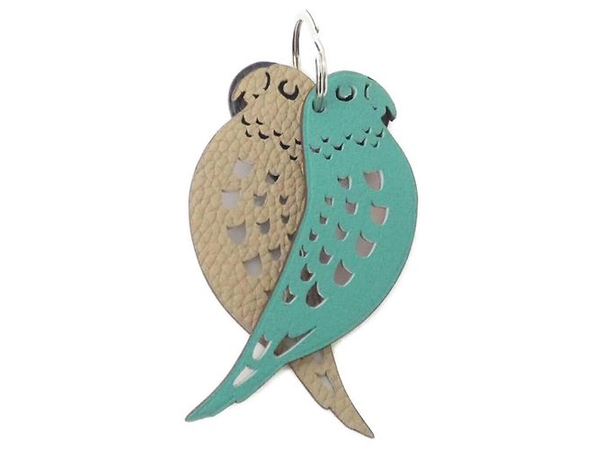 Ring Chaveiro BIRD Unseverable da Hermès Verde Cinza Roxo Verde claro