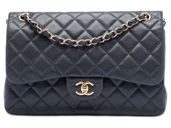 Chanel Nero Jumbo Classico Caviar Doppio Flap