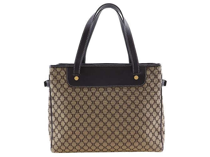 Céline Celine Braune Macadam-beschichtete Canvas-Tasche Beige