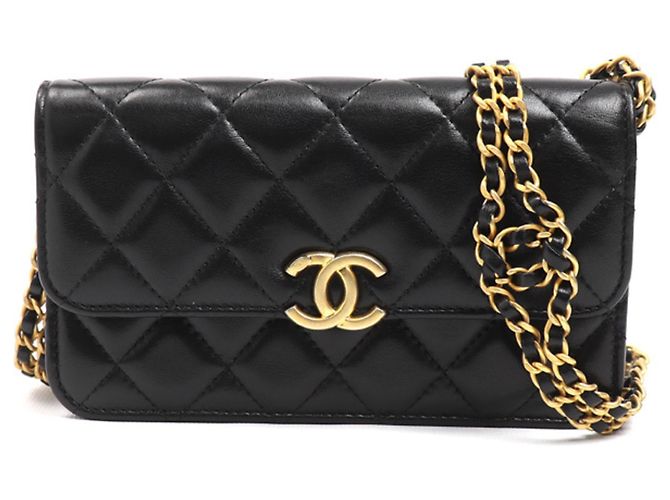 Bolso bandolera para teléfono Chanel Matelassé Negro
