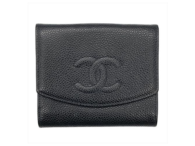 Chanel Coco Mark Double-Hook Bifold Wallet Black