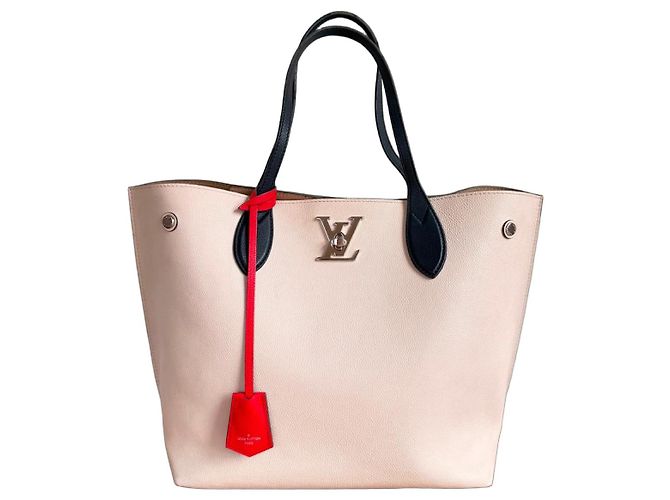 Neverfull Bolsa Tote Lockme em couro Louis Vuitton Bege