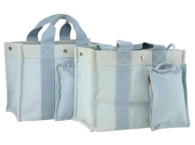 Hermès HERMES Bolsa de Mano Bora Bora MM de Lona 2 Set Azul Bebé Plata Auth mr1842 Azul claro