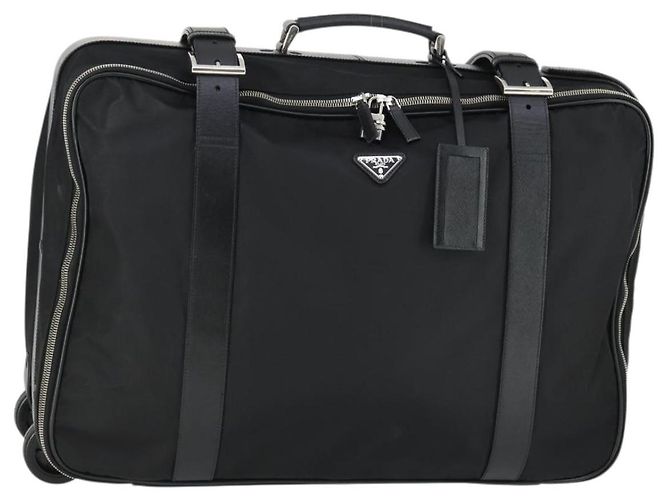 Valigia PRADA Nylon Nero Argento Auth 162425 