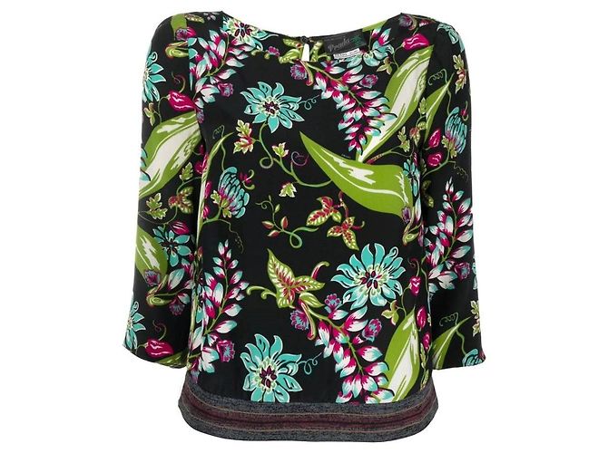 Prada mehrfarbige Seidenbluse mit Blumen - 2010er Jahre Mehrfarben