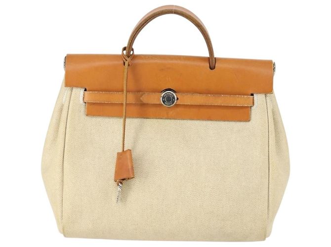 Hermès Hermes Herbag A Dos Backpack Toile big Beige