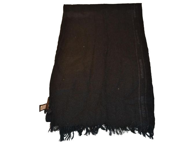 Sciarpa Roberto Cavalli nera in seta e lana Nero