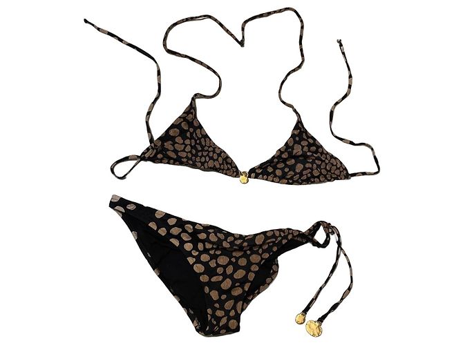 Costume da bagno Christian Dior a macchie Nero Stampa leopardo