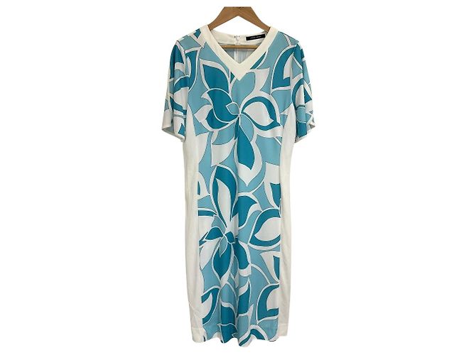 Autre Marque Vestido con estampado de flores Pierre Cardin Blanco Azul