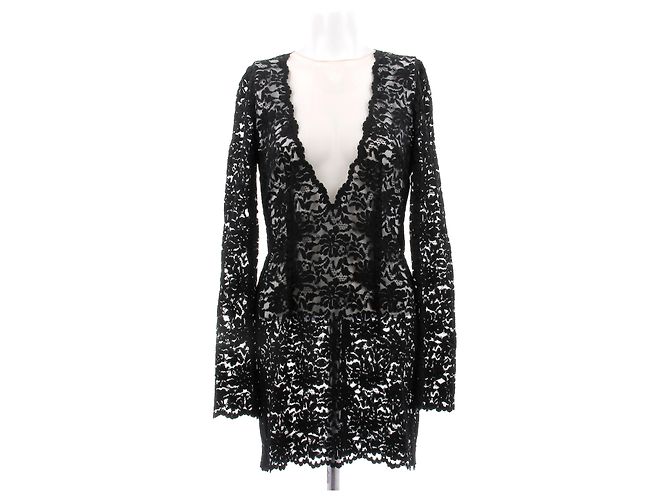 Dolce & Gabbana Kurzes schwarzes Spitzenkleid