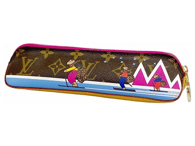 Astuccio per matite Elisabeth Monogram Vivienne di Louis Vuitton Marrone Rosa