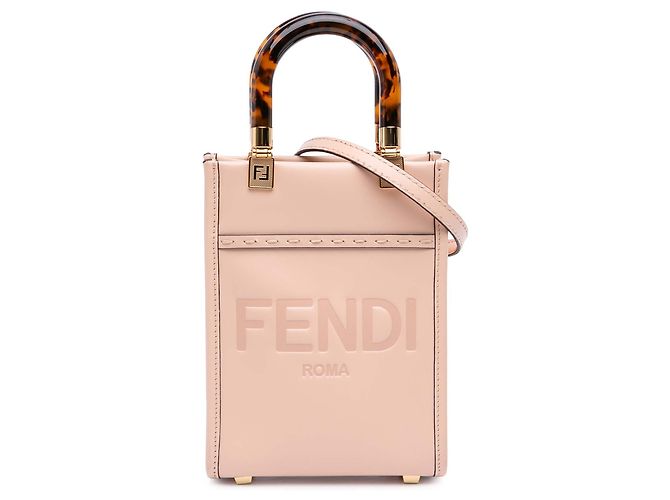 Fendi Mini Tote Sunshine Shopper em Couro Rosa