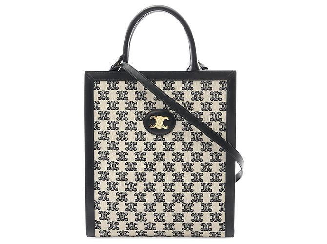 Céline Celine White Small Triomphe Canvas Vertical Cabas Tote