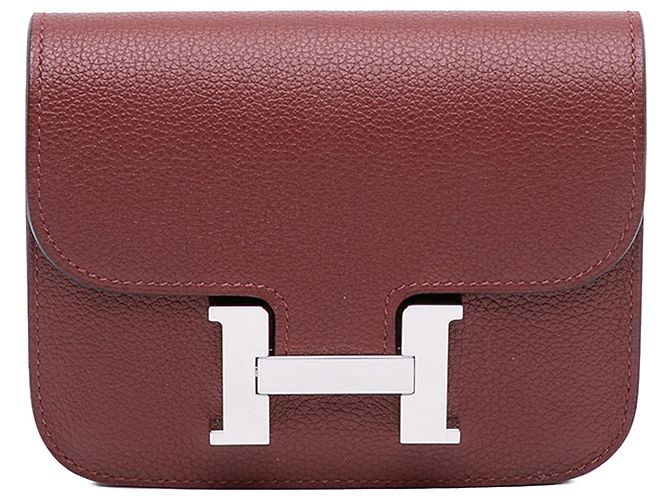Hermès Red Clemence Constance Slim Wallet