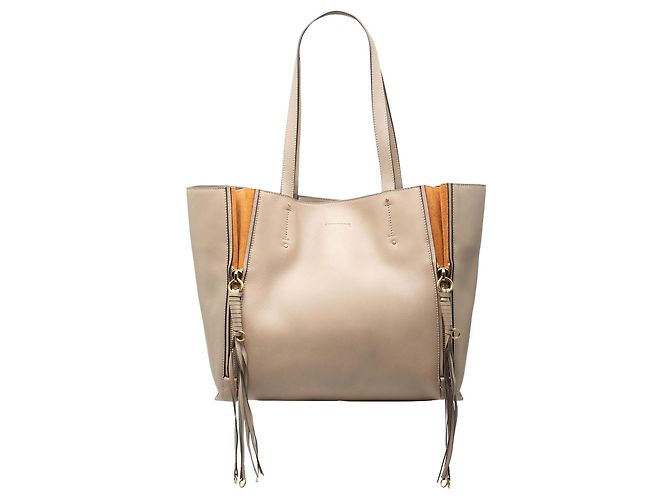 Sacola de compras Milo de couro bege grande Chloé