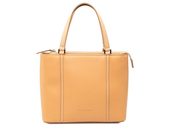 Braune Leder-Tote von Burberry Karamell
