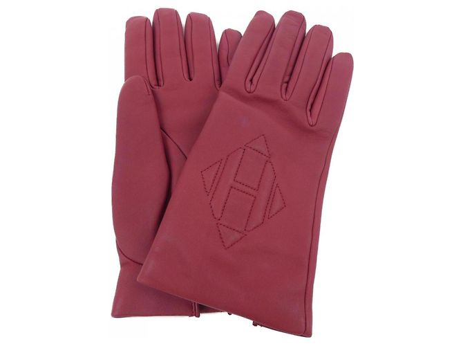 Hermès Warme rote Lederhandschuhe von Hermes