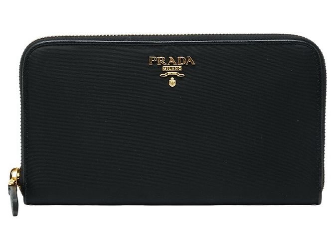 Prada Women's Round Zip Long Wallet Black