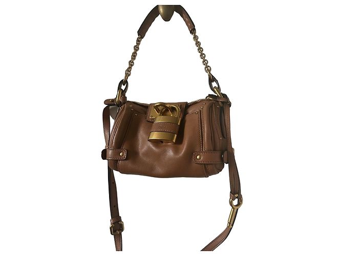 Chloé Paddington bolsa pequena com corrente couro marrom claro Castanho claro