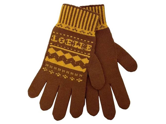 Luvas curtas Loewe marrons e amarelas Marrom Amarelo