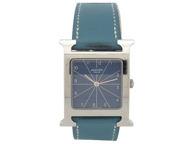 Hermès RELÓGIO HERMES HEURE H HH1.510 QUARTZ 34 MM EM AÇO E COURO AZUL Prata
