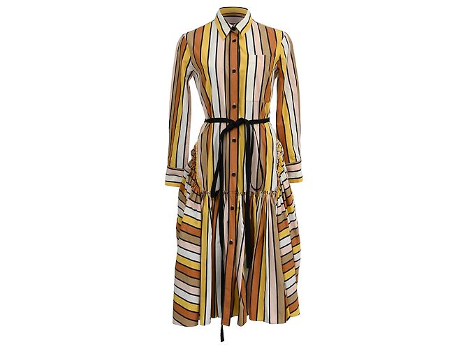 Abito midi a righe Marni in cotone multicolore