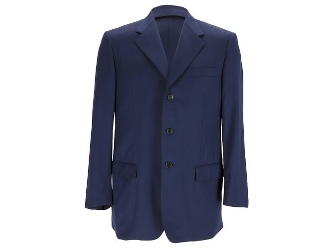Balenciaga Single-Breasted Blazer in Navy Blue Wool