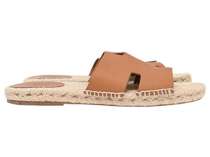 Espadrillas Hermès Antigua in pelle marrone Rosso