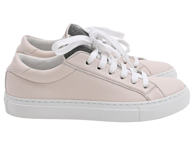 Tênis Monili Low Top em Couro Bege da Brunello Cucinelli
