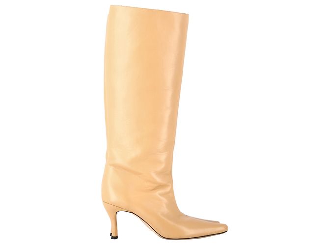 Bota de Joelho By Far Stevie em Couro Bege