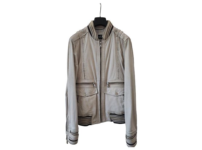 Dolce & Gabbana Giacca in pelle beige D&G