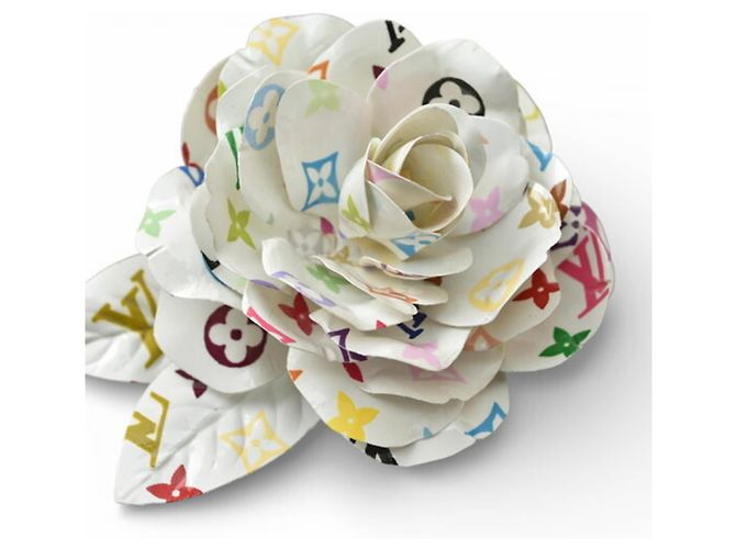 Monogramm Multicolor Blumenbrosche Louis Vuitton Weiß