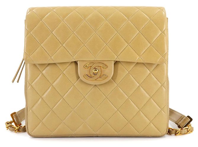 Timeless Chanel Matelasse Chain Backpack Beige